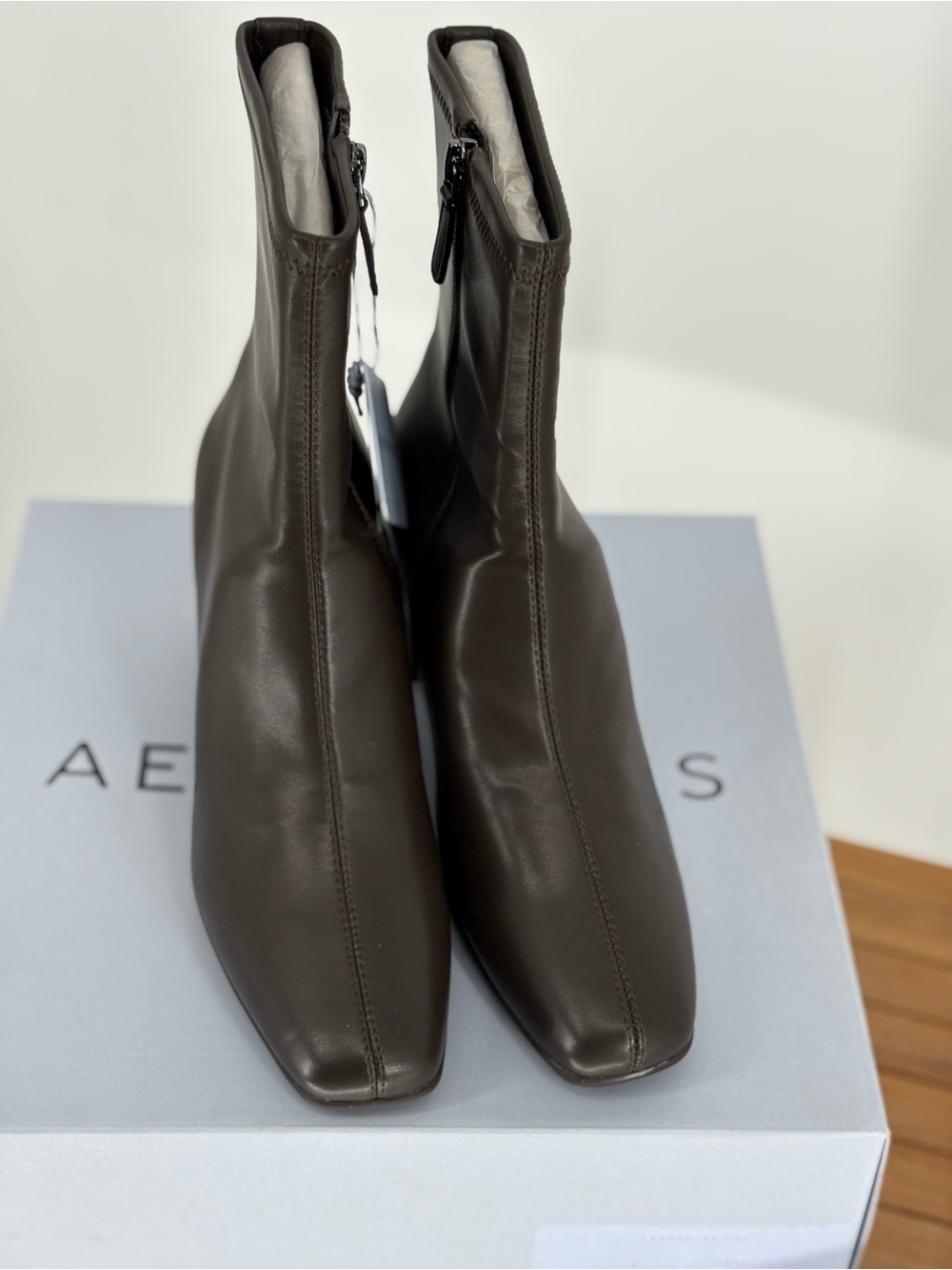 New Aerosoles Women’s Brown Square-Toe Ankle Boots size 7.5M